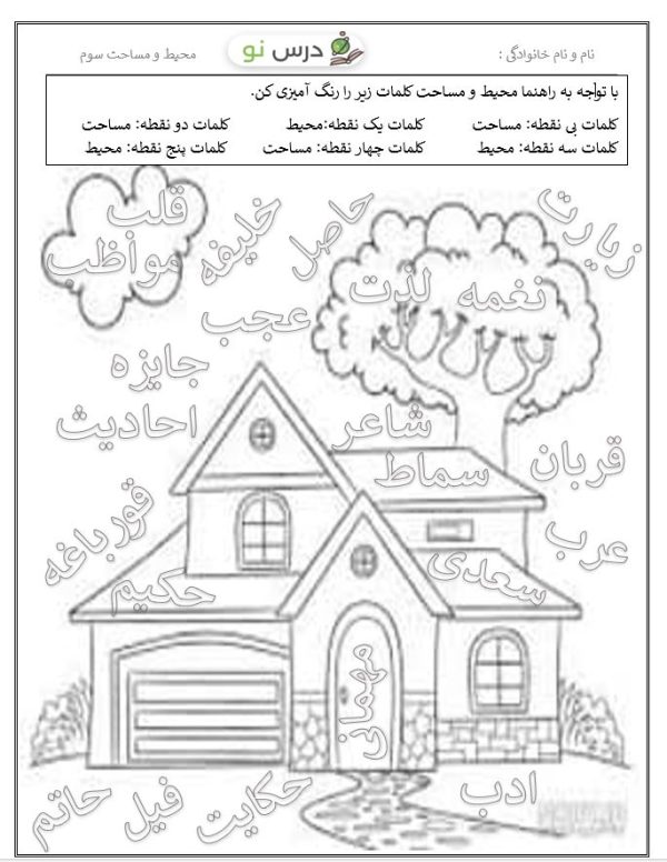 کاربرگ محیط و مساحت