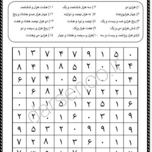 کاربرگ عدد نویسی سوم