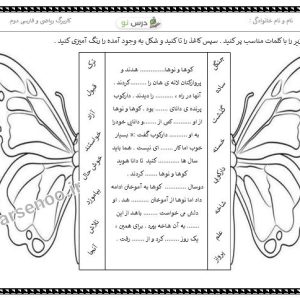 کاربرگ تقارن و فارسی و هنر دوم